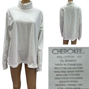 Cherokee White Long Sleeve Layering Turtleneck Cotton Spandex Blend Womens XXL